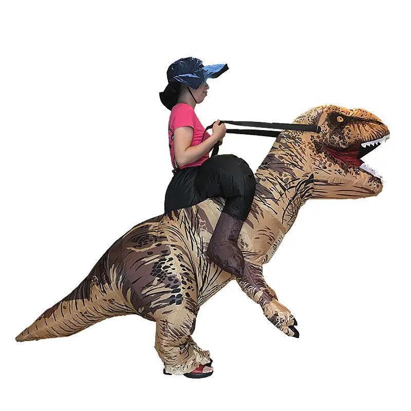Надувной костюм динозавра для вечерние Рождества T-Rex Велоцираптор взрослых