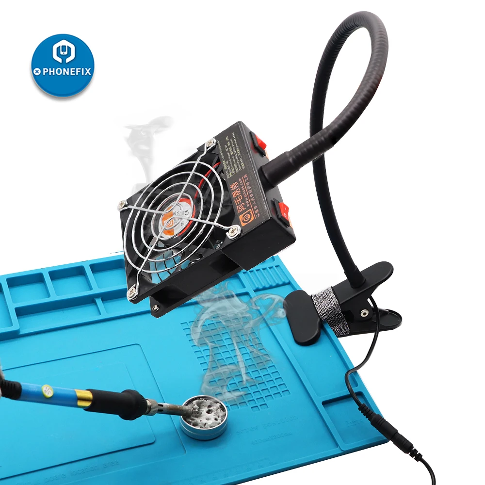 PHONEFIX Exhaust Fan BGA Soldering Work Phone Iron Smoke Exhauster Welding Fume Extractor with LED Light | Инструменты