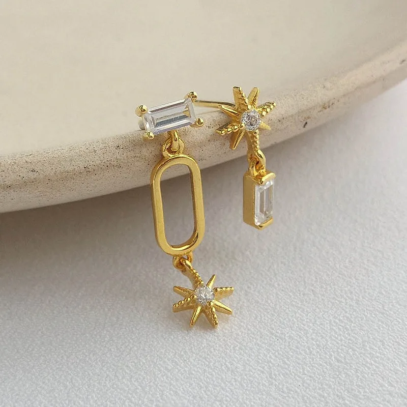 Gold(White) Серьги-гвоздики в виде звезд из натуральной 925 пробы, серебряные серьги-гвоздики, очень классные вечерние ювелирные изделия для женщин и девушек, 925, DS1828 - Окраска металла: Gold(White)