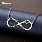 Подгонянная Нержавеющая Сталь Полые Подвески в виде сердца для женщин заказанное кольцо бесконечности ожерелье кулон-табличка с именем, ювелирное изделие, подарок