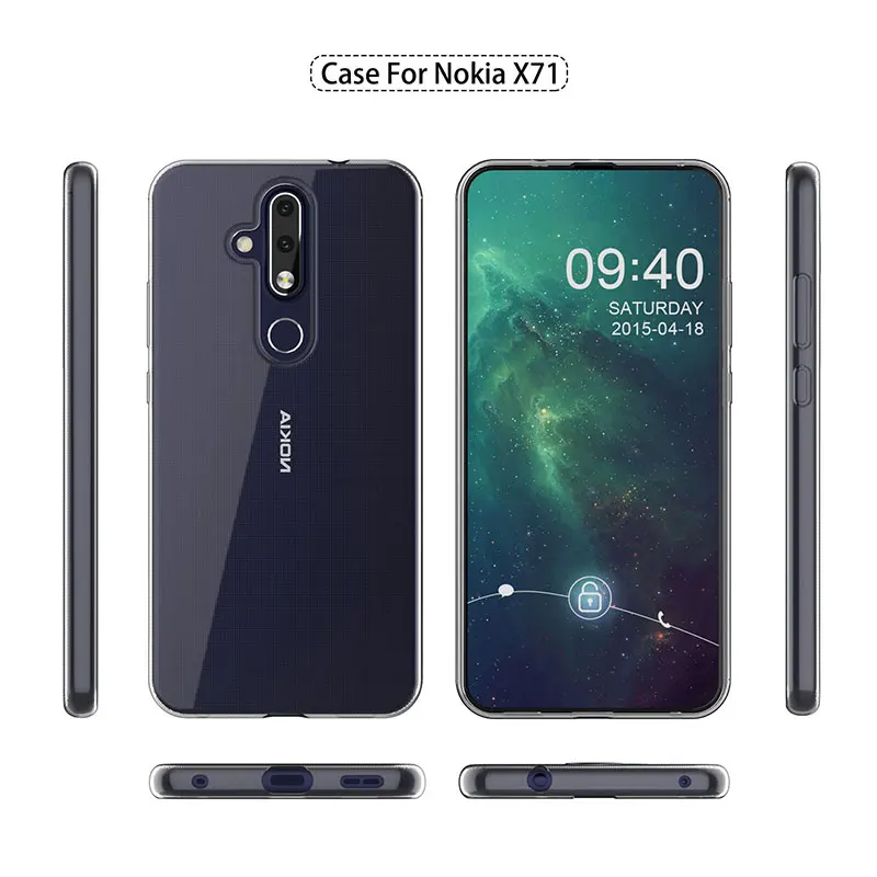 Прозрачные мягкие ТПУ чехлы для Nokia X71/8 1 Plus 2019 тонкий прозрачный силиконовый 360