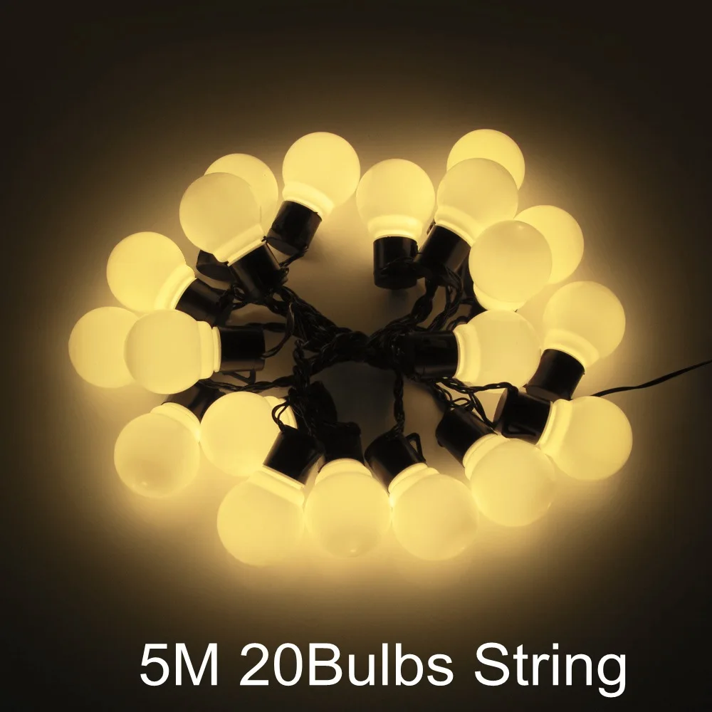 5M Bulbs String Сад Солнечный свет 5 м Глобус лампы Сказочный светодиодный струнный свет наружная Гирлянда для дерева праздник год Солнечный сад водонепроницаемый свет - Испускаемый цвет: 5M Bulbs String