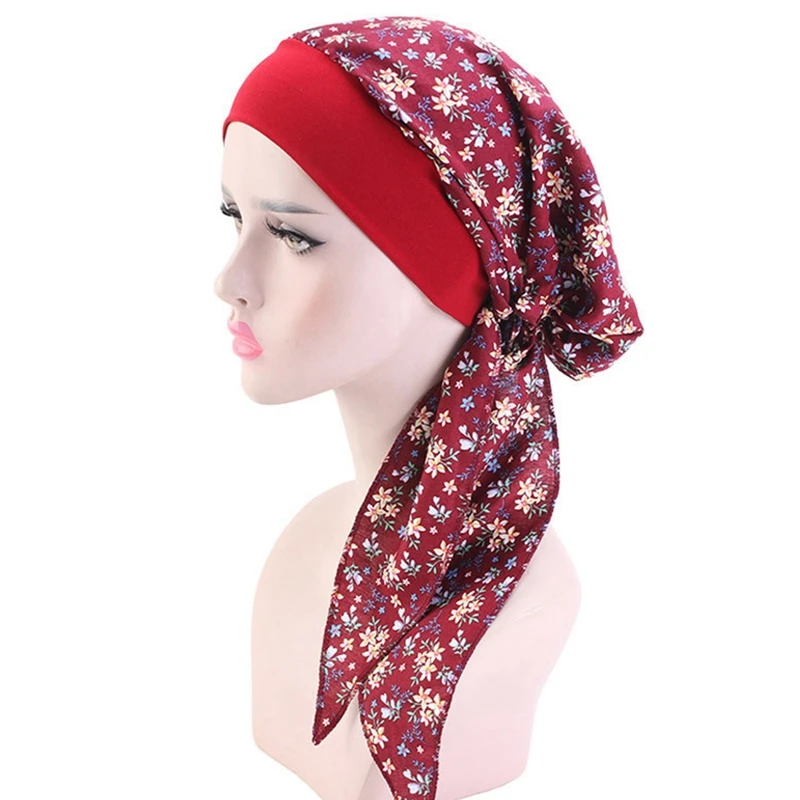 

New Fashion Vintage Wide Band Women Chiffon Head Scarf Chemo Cap Head For Hair Loss Patients Girl Night Sleeping Cap Head Wrap