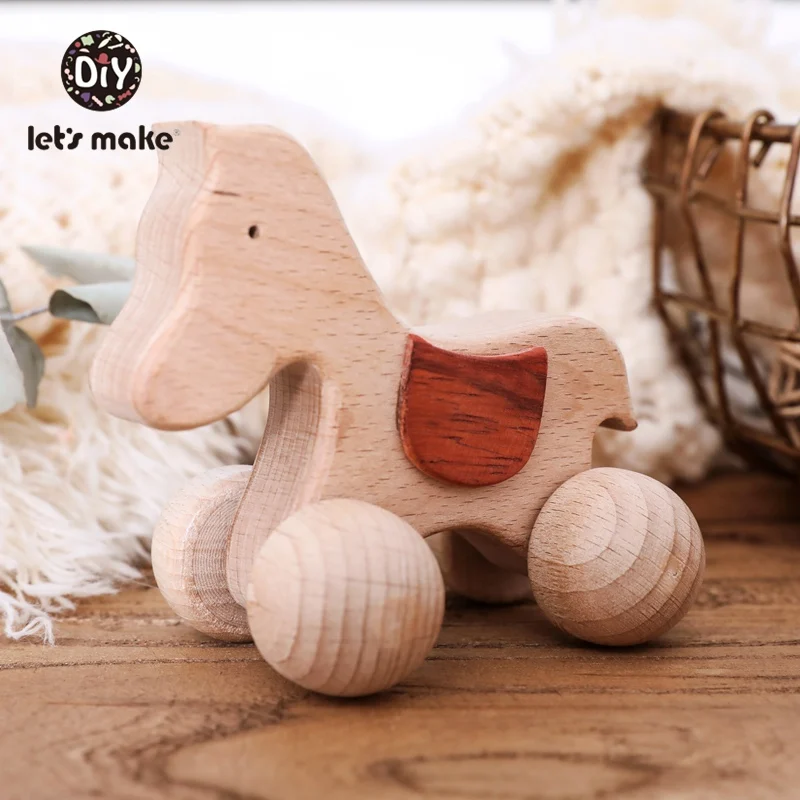 Детские игрушки Let's Make деревянные блоки из бука 1 шт. собака лошадь в форме