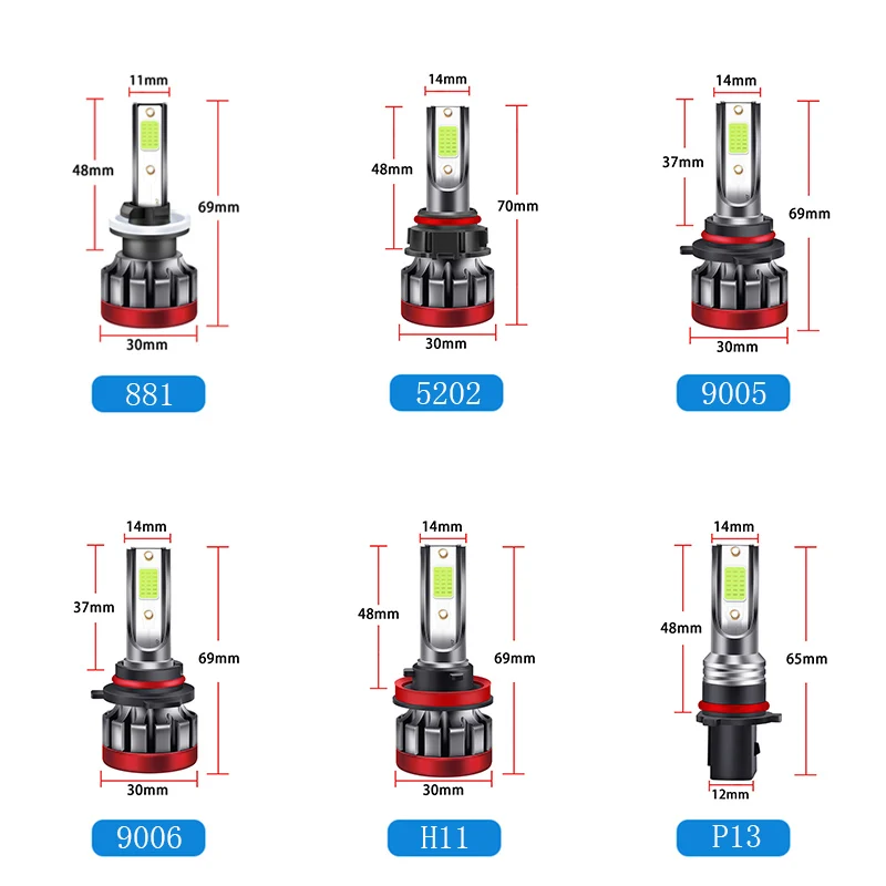 12V светодиодный автомобильный фонарь 81 H27 5202 9005 HB3 9006 HB4 H11 P13W Автомобильные
