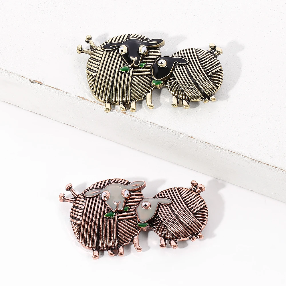 Шаровая Пряжа двойная брошь с овцой винтажные Модные металлические