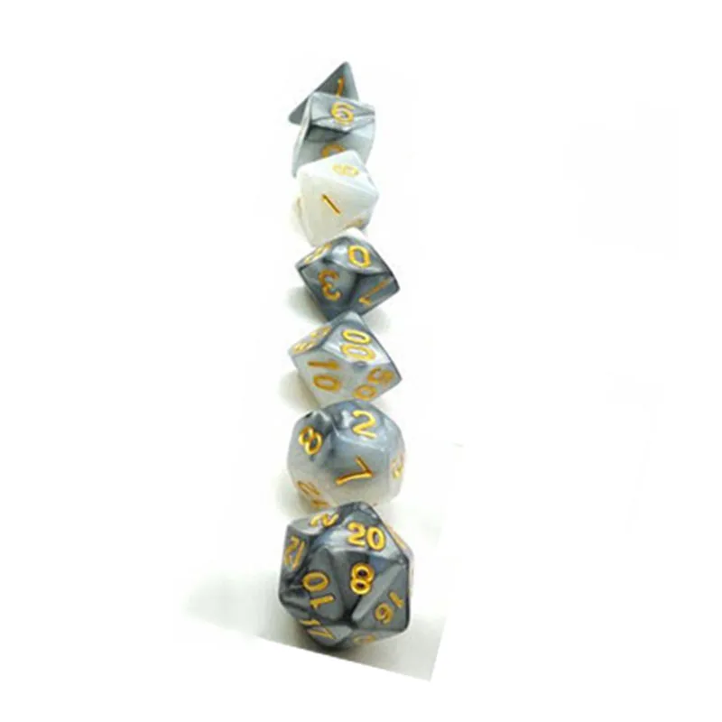 black white 7 шт./компл. игральные кости DND смешанные Цвет кости полиэдральный игры в кости для ролевой игры «Подземелья и Драконы» Настольная игра s D& Аксессуары для настольной игры - Цвет: black white