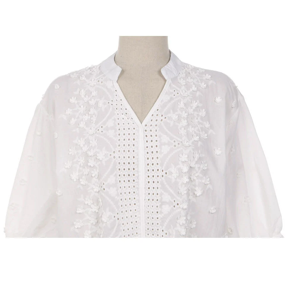 

BETHQUENOY Embroidery Blouse White Shirts Women Clothes Plus Size Cotton Tops Camisas Blusas Mujer De Moda 2020 Chemisier Femme