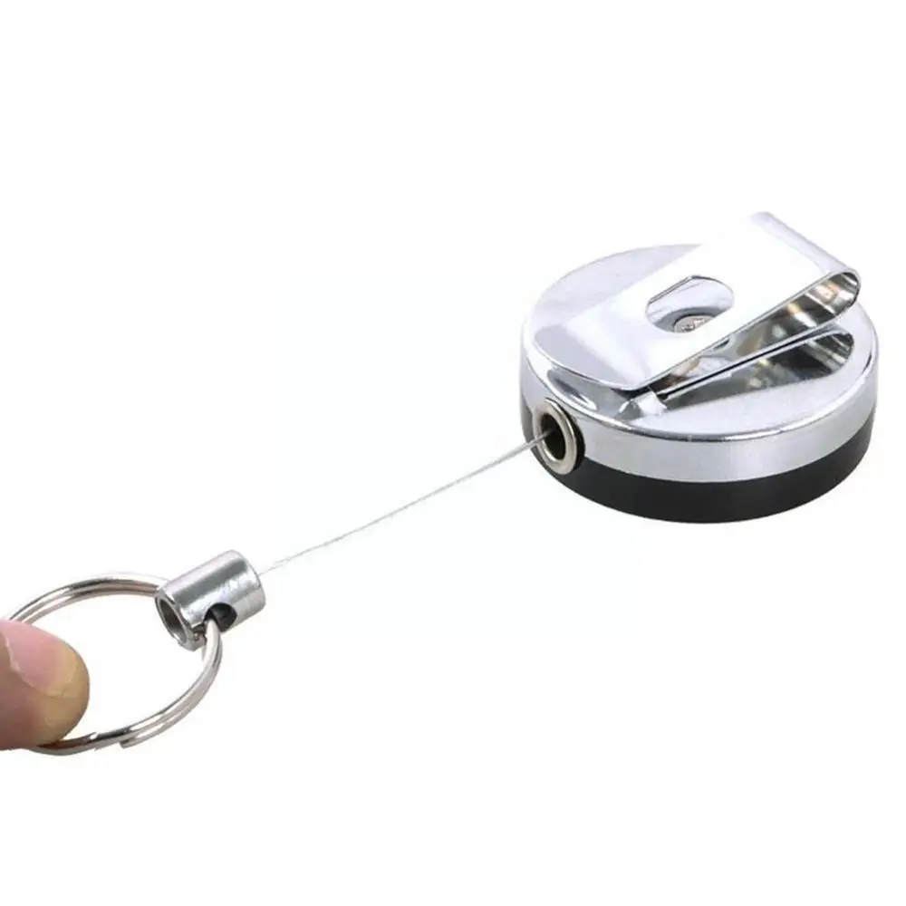 

Retractable Metal Card Holder Steel Ring Clip For Keychain Emergency Belt Kits Keychain Outdoor Survival Anti-thief Pu J0c3