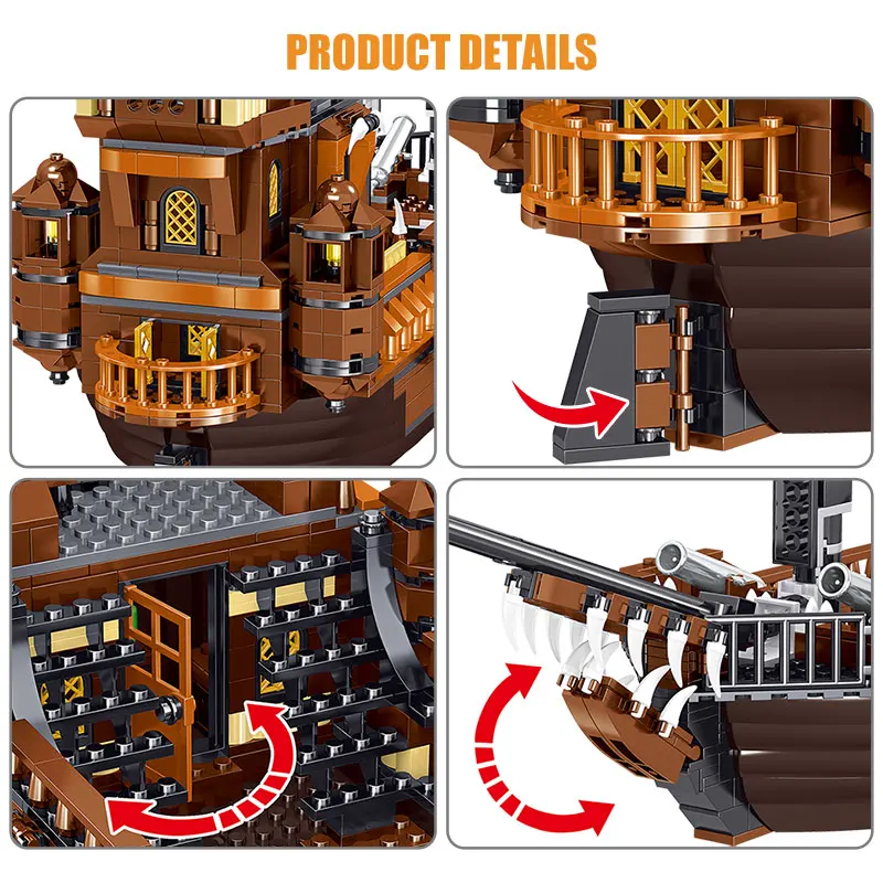 

1171pcs Pirates Of The Caribbean Boat Model Building Blocks Movies Pirate Ship Figures Bricks Educational Toys for Boys