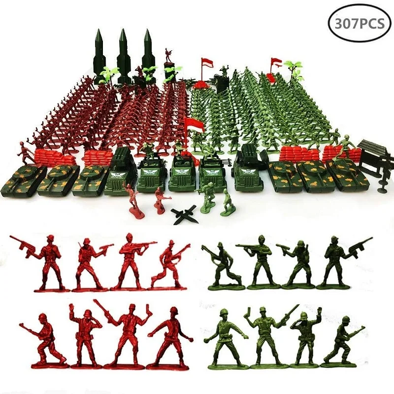 Bucket 307 pieces / component plastic civil war men's toy soldiers combined action Figurine storage room template handbag | Игрушки и