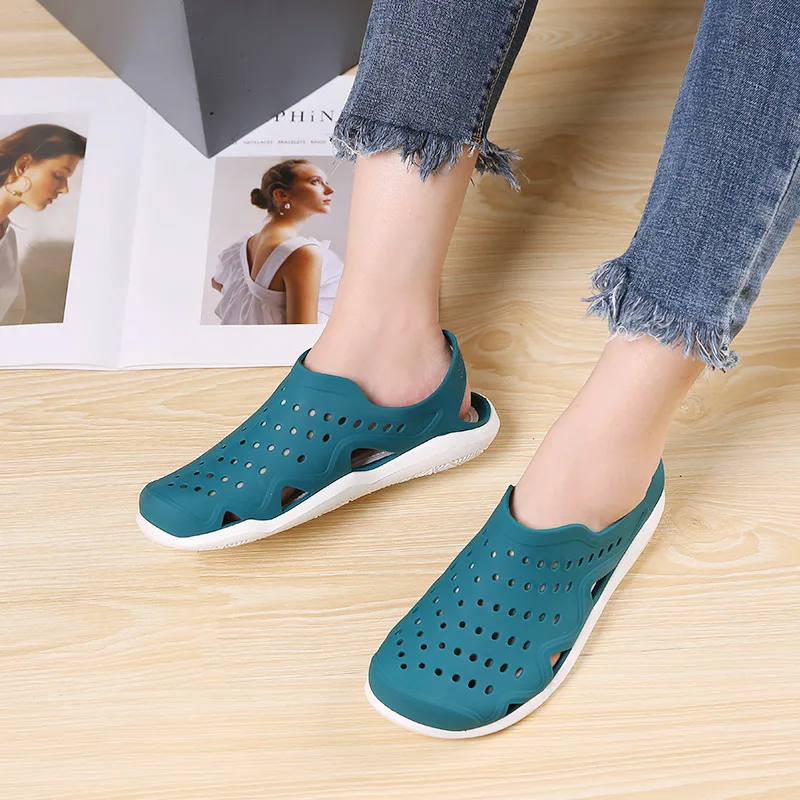 Women's Sandals Hole Shoes Solid Color Breathable Non-slip Garden Beach Outside Shoes for Women Slippers Summer Clogs Sandalias