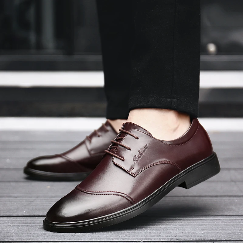 Мужские броги из натуральной кожи деловые туфли на шнуровке оксфорды 2019 | Обувь