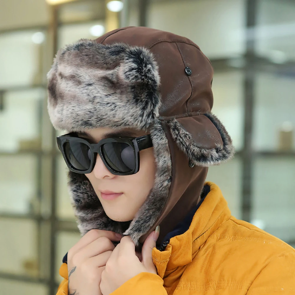 1 шт. мужские зимние теплые шапки-бомберы утолщенная меховая шапка-ушанка мягкая