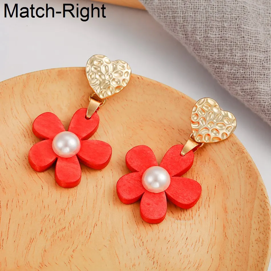 Женские модные серьги-подвески в виде деревянного цветка корейские милые с