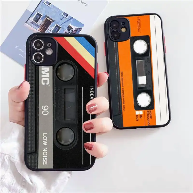 

RETRO CASSETTE TAPE vintage Phone Case Matte Transparent for iPhone 7 8 11 12 s mini pro X XS XR MAX Plus cover funda