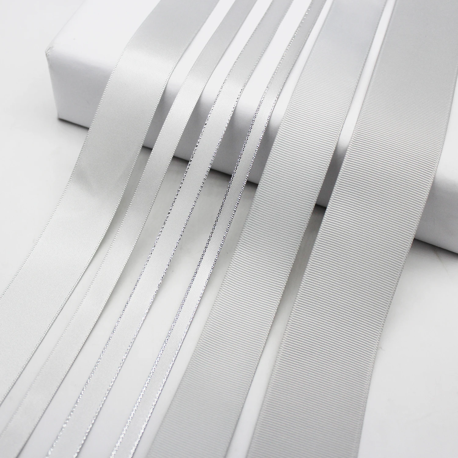 5 Meter/Lot Shell Grey Solid Color Sliver Edge Satin Ribbon Polyester Grosgrain Silk Tapes for DIY Making Accessories | Дом и сад