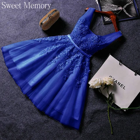 Women Short Bridesmaid Wedding Dress Lace Up Pearls Beads Prom Tulle Gown Birthday Graduation Robe Knee-Length Party Dresses