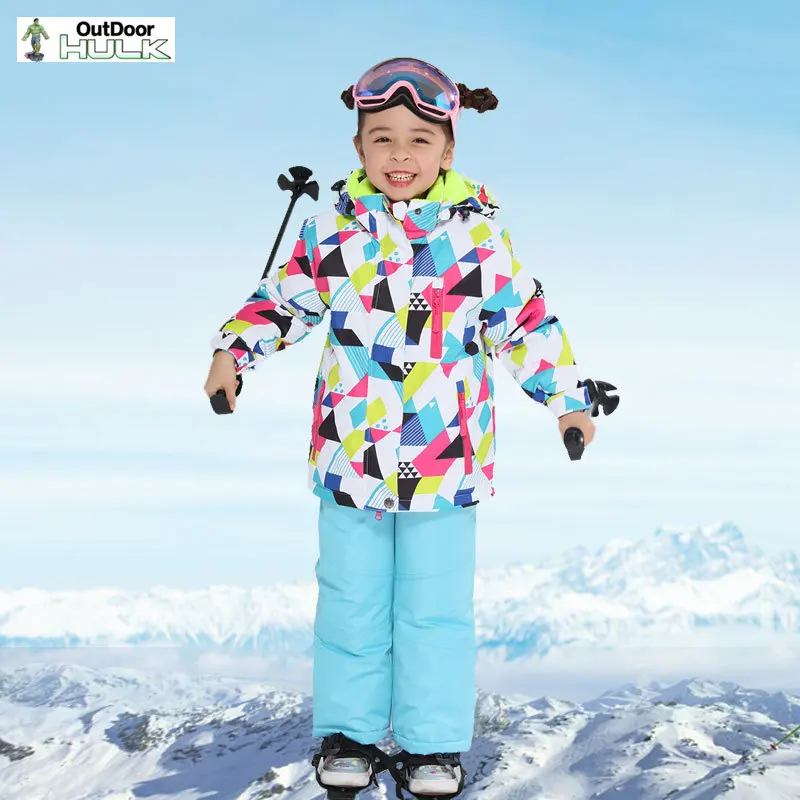 

Лыжный костюм для детей, брендовый высококачественный детский ветрозащитный водонепроницаемый Зимний костюм для девочек, куртка и брюки д...