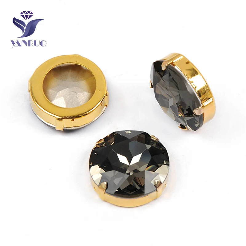Black Diamond Yanruo 1201 круглая нашивная СТРАЗА стеклянные поделки камни и кристаллы Точка назад большие стразы для украшения - Цвет: Black Diamond