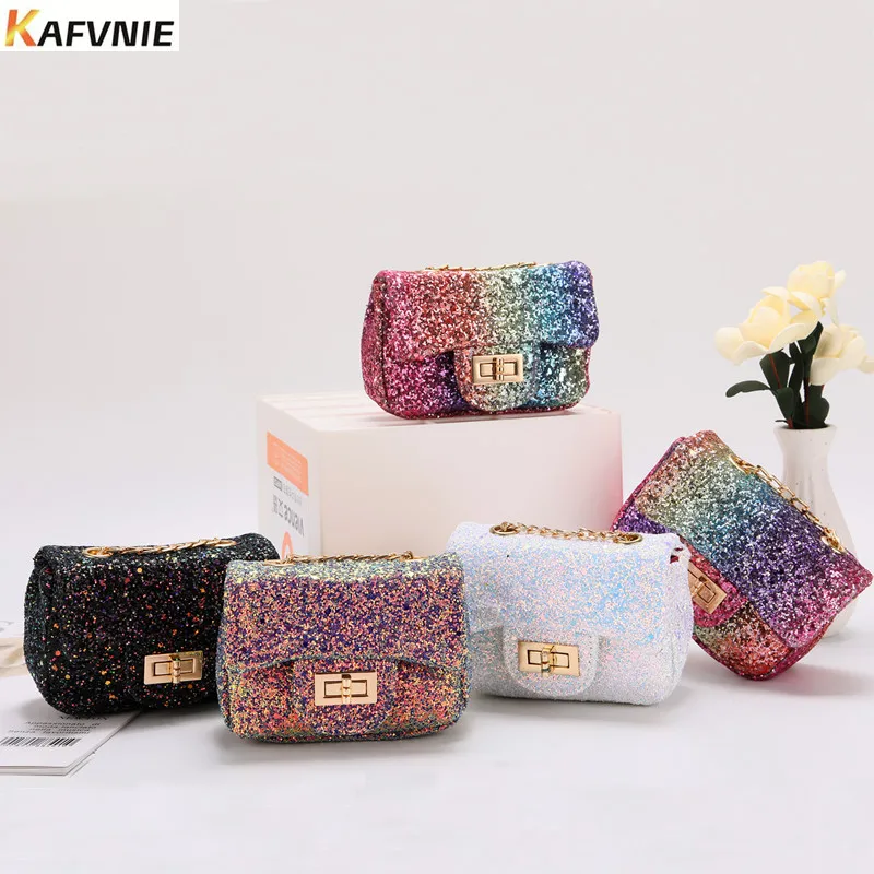 

KAFVNIE Mini Children HandBag Shiny Princess Bag High End PU Party Pink Mobile Phone Handbag Kid Evening Party Purse Bags 2019