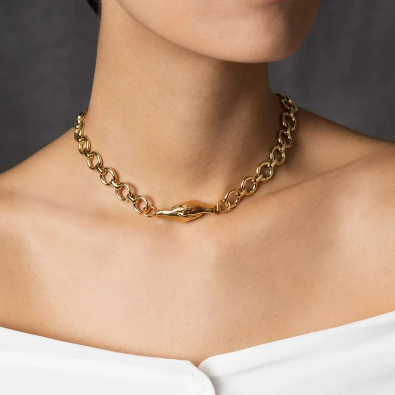 

Подарок на день Святого Валентина, ожерелье-чокер с магнитной застежкой, ожерелье для женщин, цепочка до ключицы с рукояткой, модные коротки...