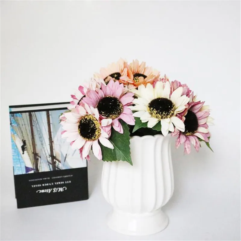 Искусственные цветы Подсолнух реквизит букет для дома свадебные украшения стол