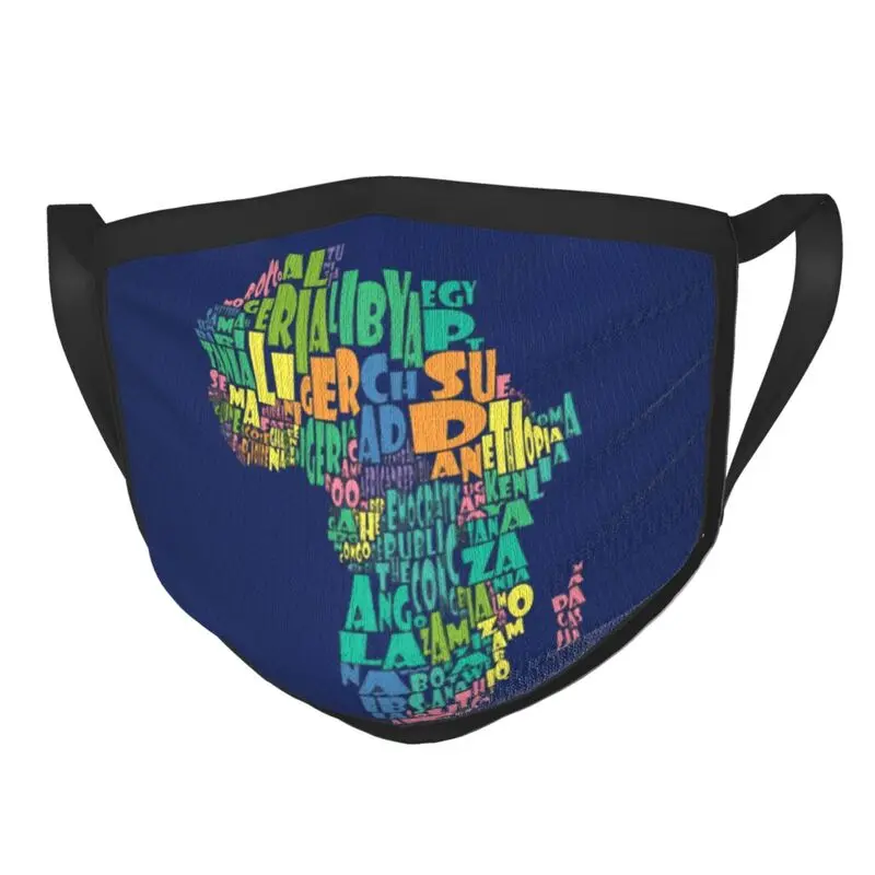 

African Continent Map Cloud Mouth Face Mask Adult Men Anti Haze Dust Mask Protection Washable Respirator Muffle