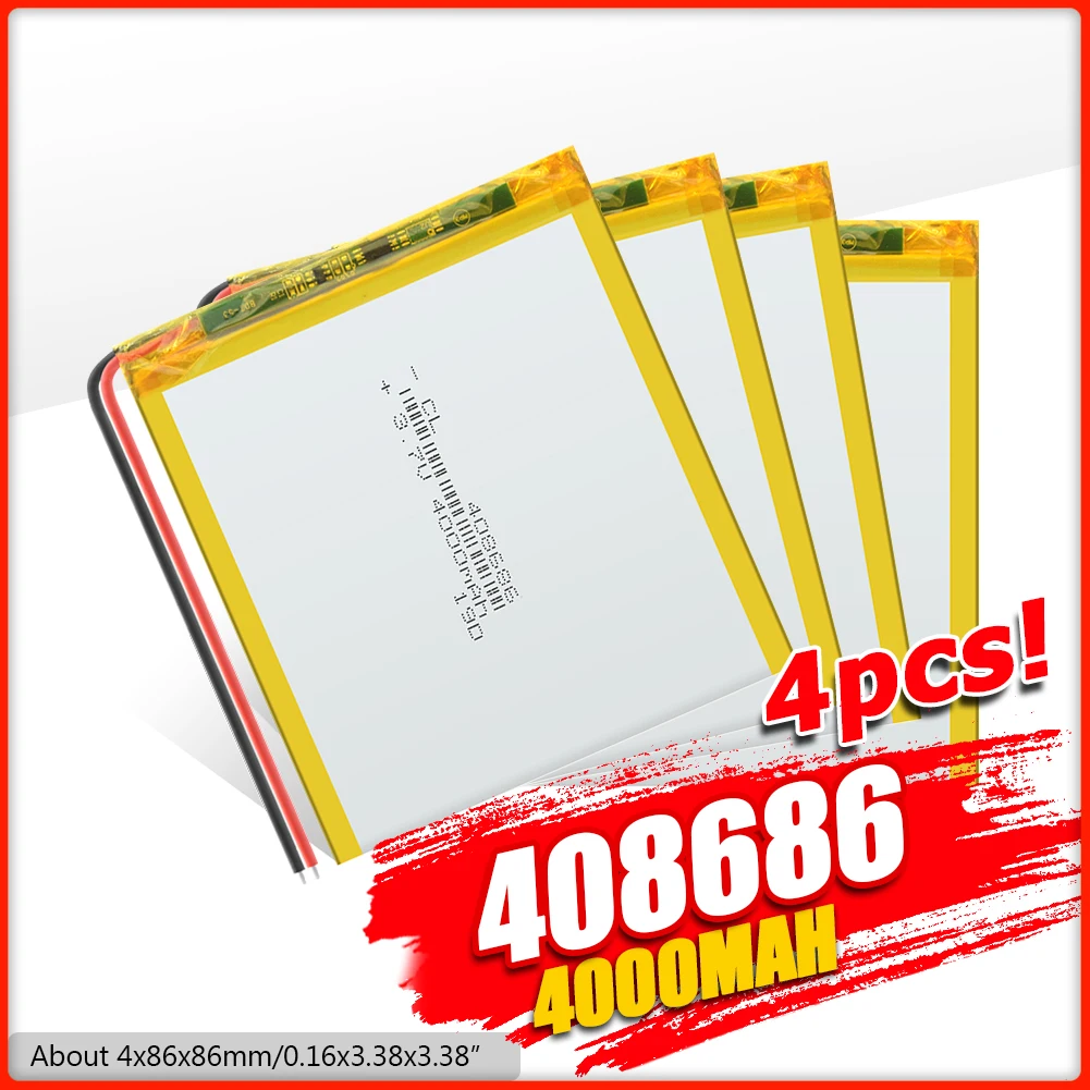 4000mah 3 7 V 408686 литий ионный полимерный аккумулятор умного дома MP3 колонки батареи