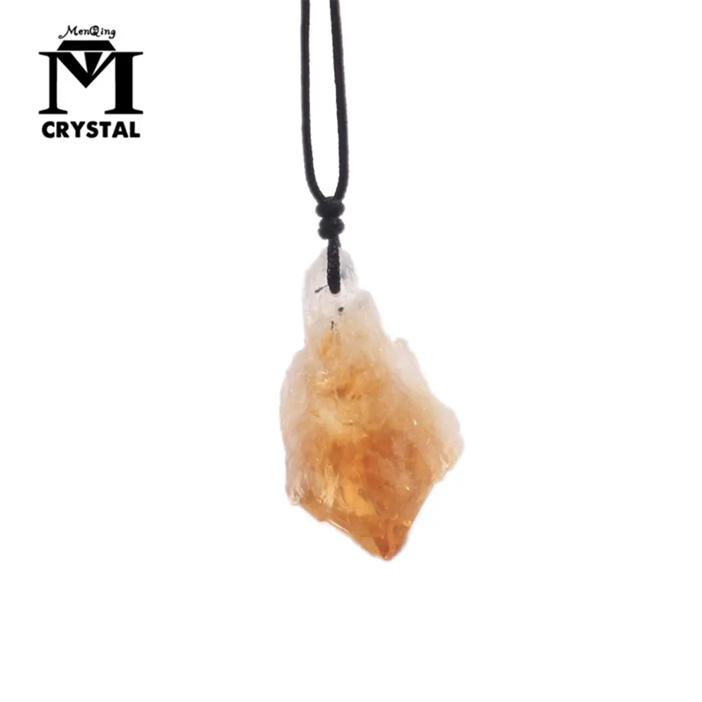 Кулон из натурального цитрина ожерелье сырых желтых кварцевых кристаллов