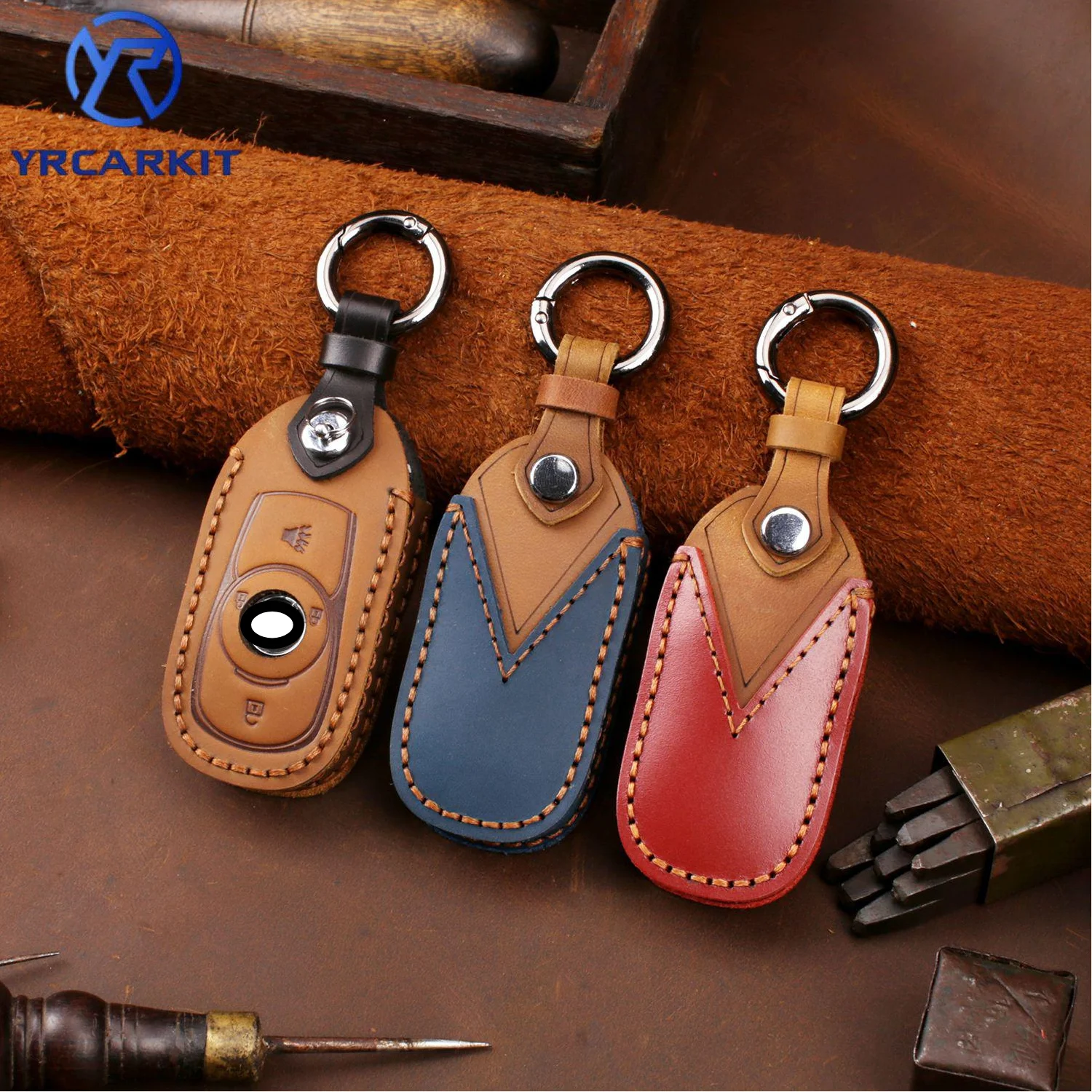 

Buick GL8 GL6 Envision Regal Lacrosse Cowhide Handmade Men Women Souvenir Gift Smart key case packet sets Wholesale
