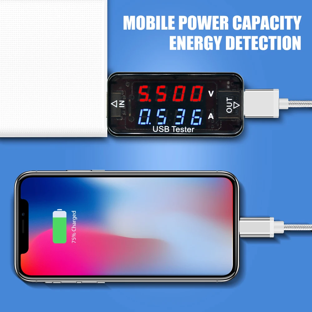 USB тестер для измерения напряжения и силы тока в двух рядах|Измерители