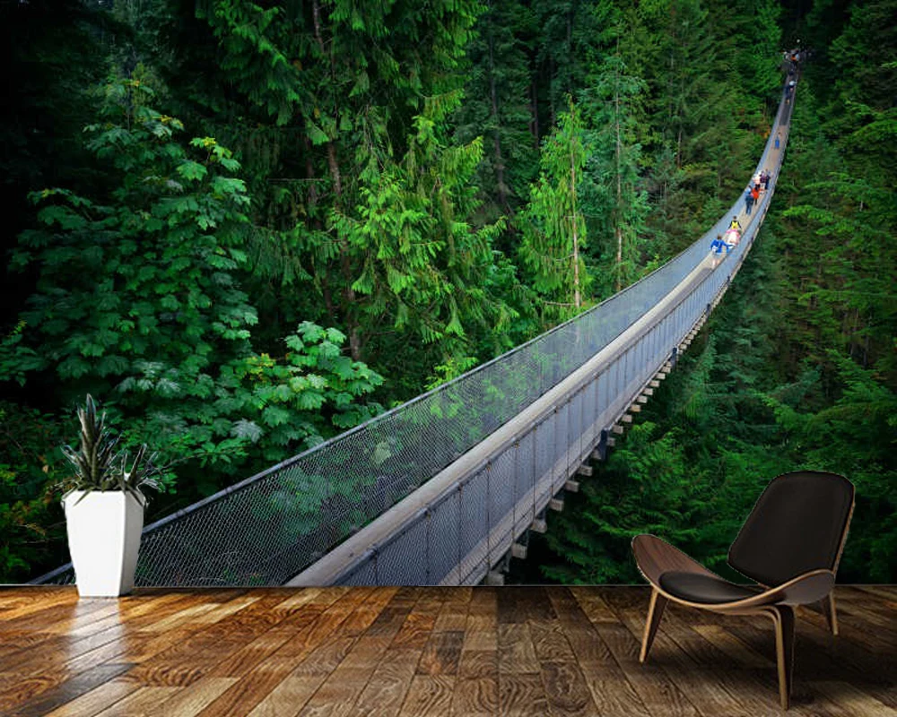 Фото Обои 3d подвесной мост в лесу обои для гостиной телевизора спальни домашний декор