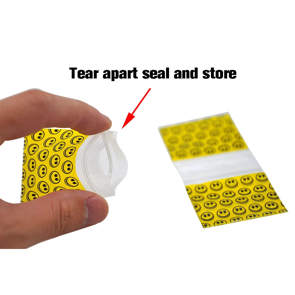 Желтый смайлик пластиковый герметичный мешок 100 палочек 46*44 мм большая упаковка