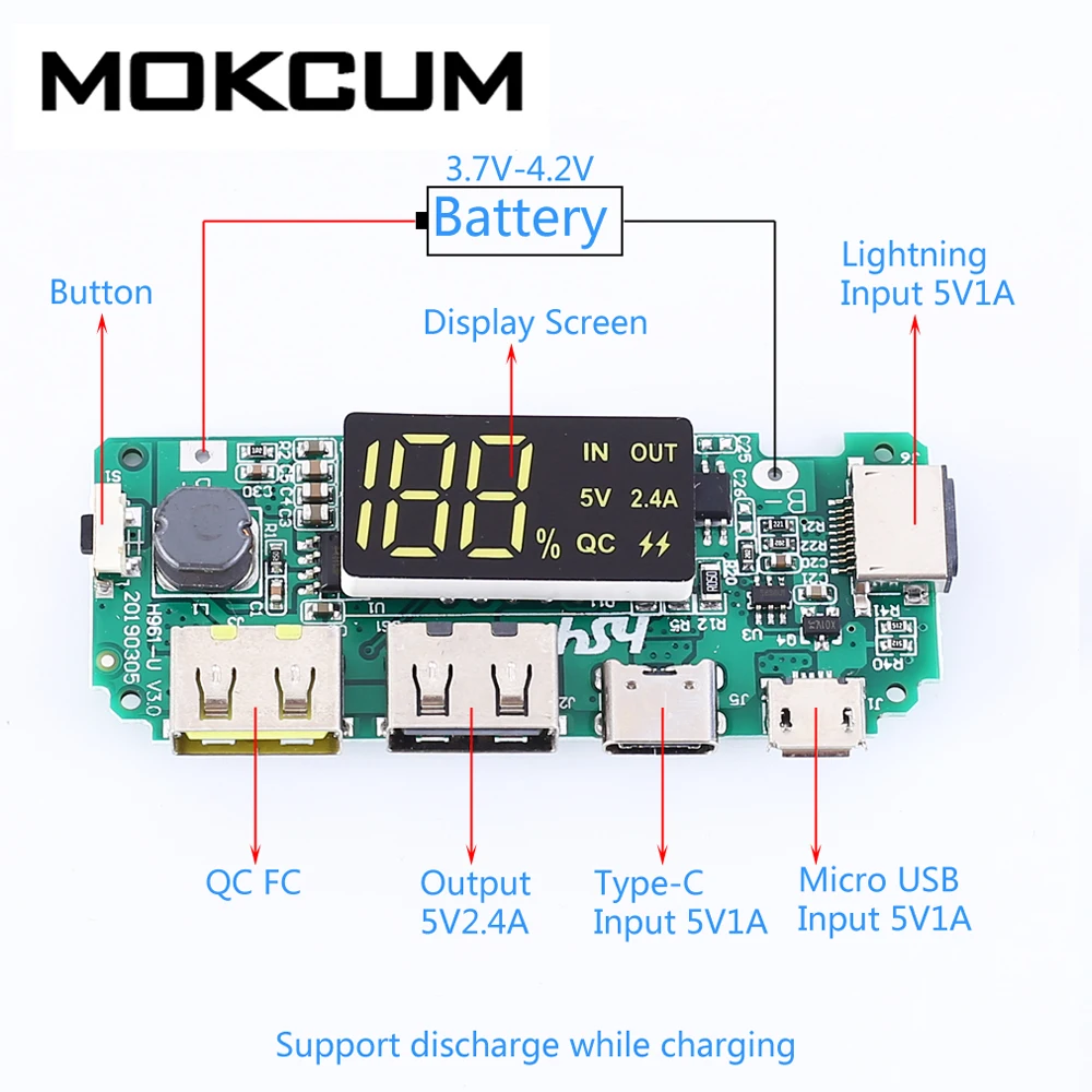 Модуль усиления мощности мобильного устройства QC 5 в а печатная плата с ЖК