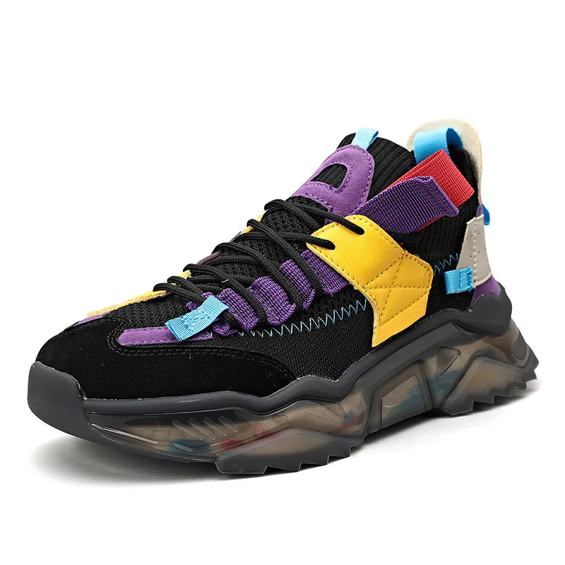 Sneakers Men Shoes 2021 Fashion Flying Fabric Breathable Casual Dad Lace Up Colorful Lightweight Popcorn Chunky |