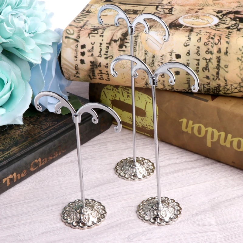 

K3ND 3 Pcs Alloy Earrings Display M-Shape Stand Showcase Jewelry Organizer Holder