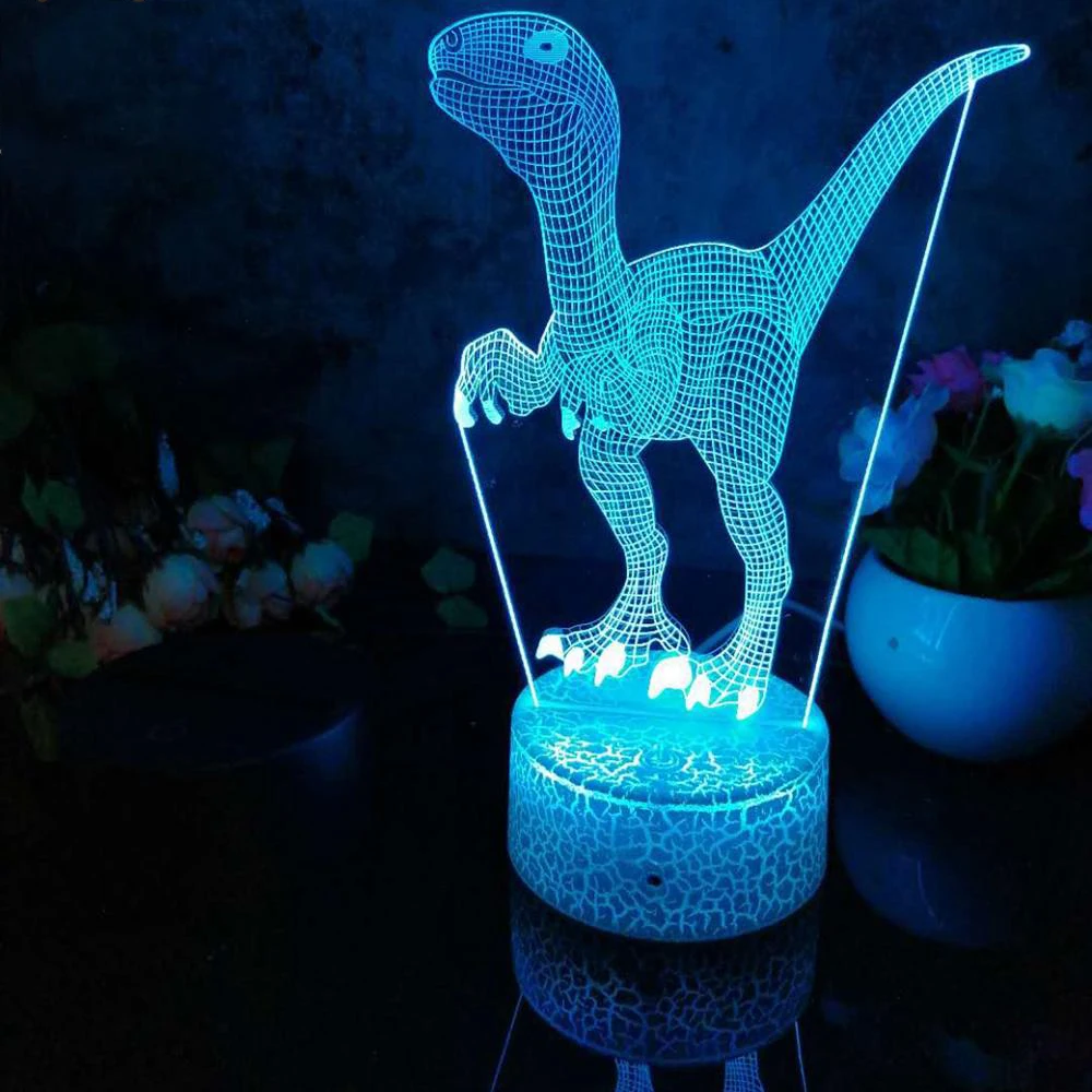 

Table Lamp Dinosaur 11 Pattern 3D Led Night Light Decoration Children Kids Gifts 7 Color Changing Visual Table Lamp