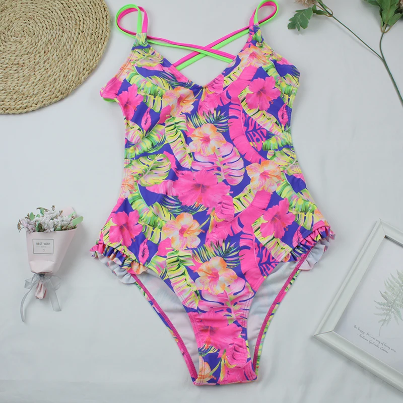 2020 новые сексуальные купальники Одна деталь купальник пуш ап с оборками ванный