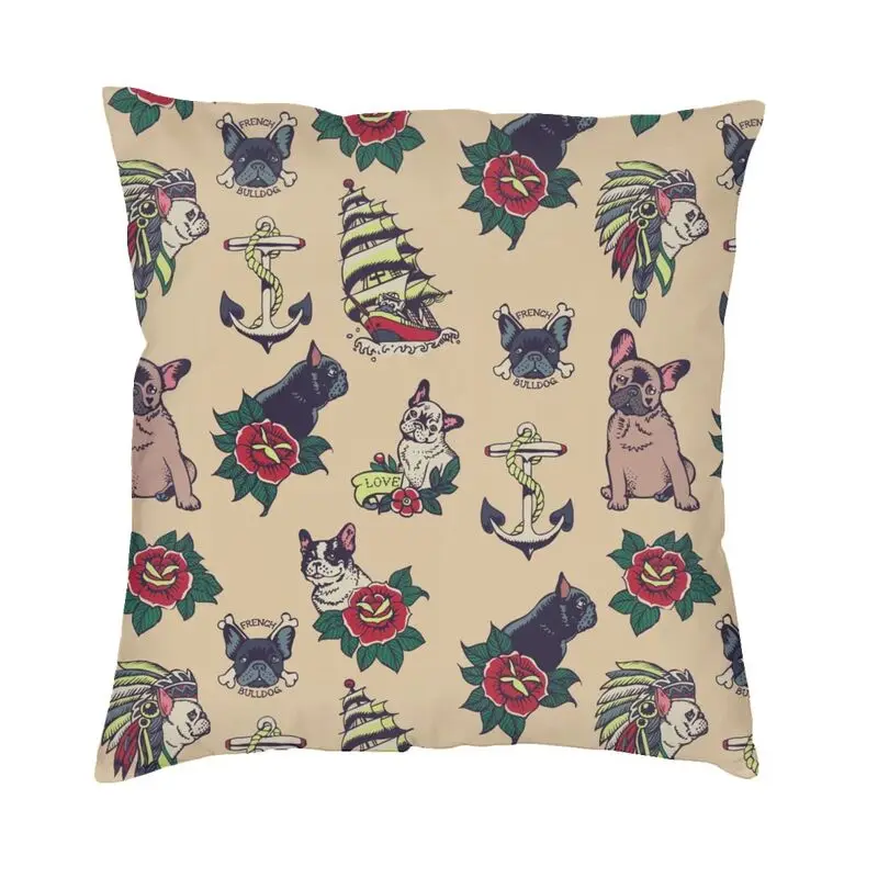 Современная наволочка с татуировкой в виде французского бульдога для дивана