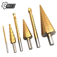 6pcsset hss titanium step drill bit 4 124 204 32 mm step cone cutting tools steel woodworking metal drilling