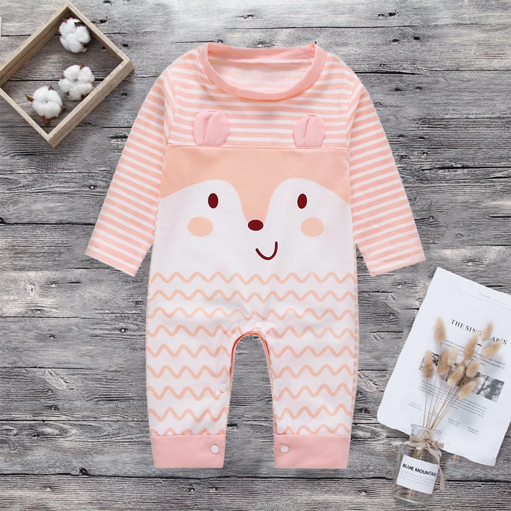 

Newborn Baby Girl Boy Long Sleeve Cartoon Print Romper Jumpsuit Pajamas Outfits Overalls Children's Autumn Winter for Newborns