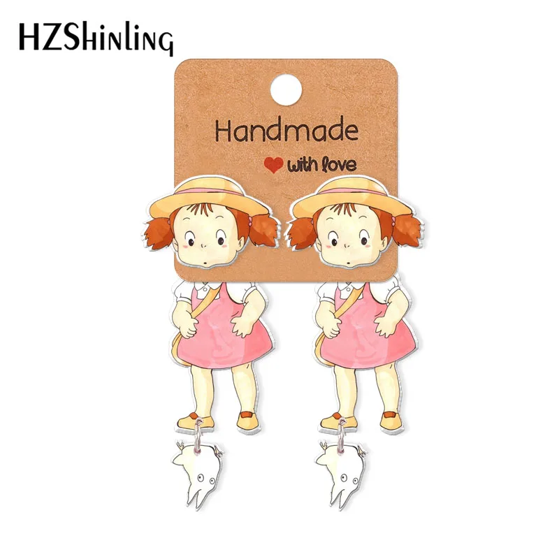 

2021 новые акриловые серьги-гвоздики Mei и Little Totoro, милые украшения из эпоксидной смолы, изделия ручной работы, подарки для девушек