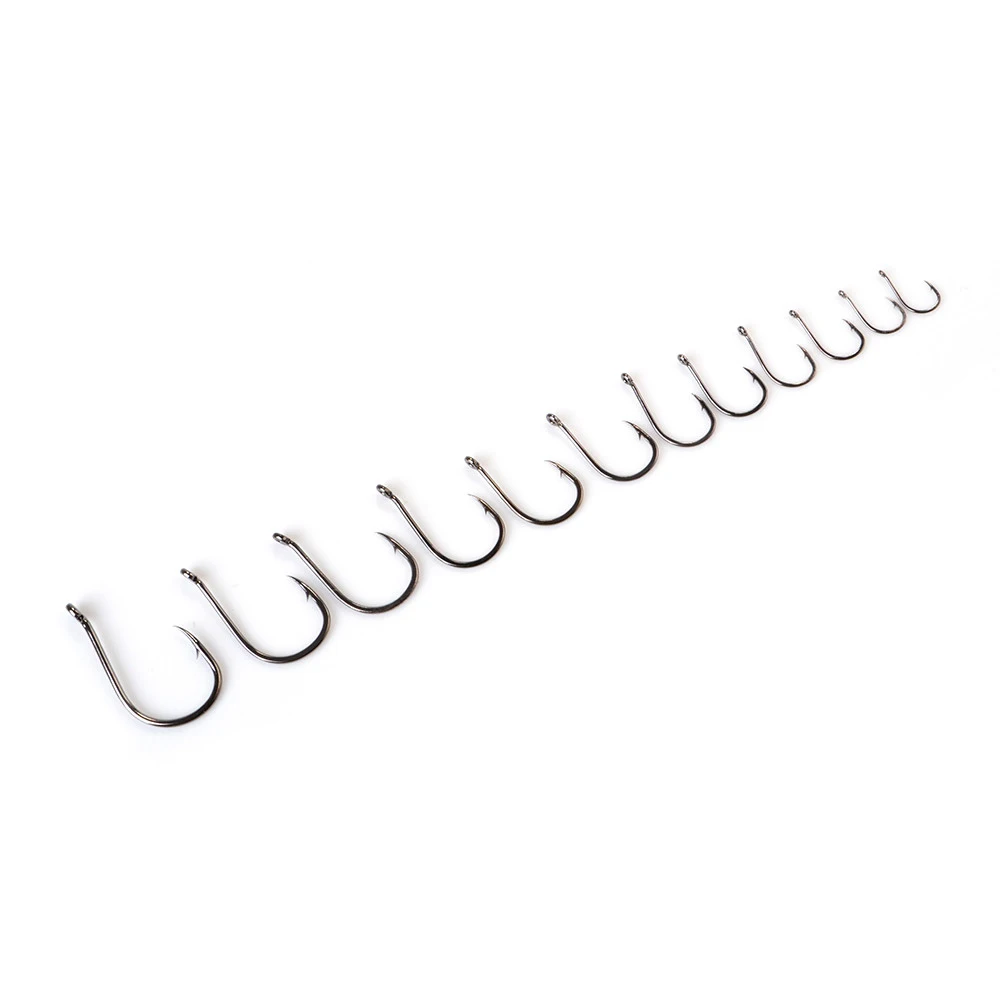 

FTK-007 Carbon Steel Fishing Hook With Ring 10-21mm Barbed Single Carp Fishing Feeder Hooks With Eyes