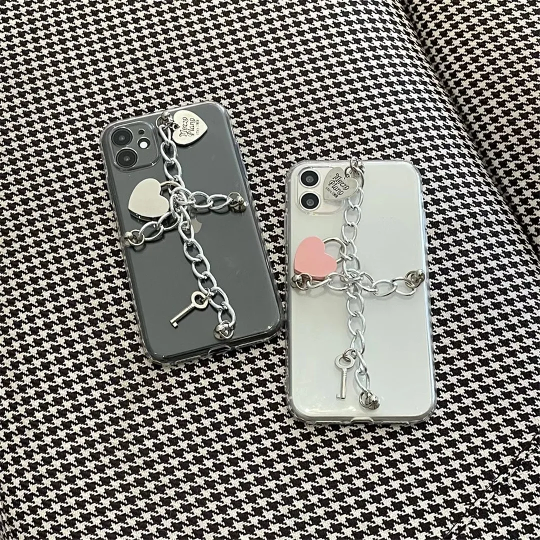 Fashion Retro Love Lock Chain Key Soft Shell soft tpu Phone case For iPhone 14 11 Pro 12 Pro Max 7 8 plus X XS XR 13Pro cover images - 6