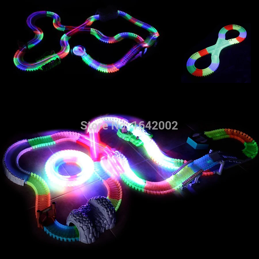 Волшебный изгиб пути полный набор гоночных треков более 220 штук светится в