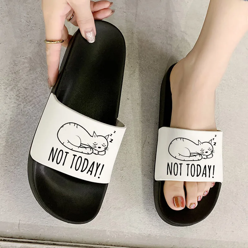 

Summer Home Women Slippers Simple Custom Pattern Shoes Non-slip Indoor Bedroom Home Open Toe Flip Flops Ladies Shoes Plus 41