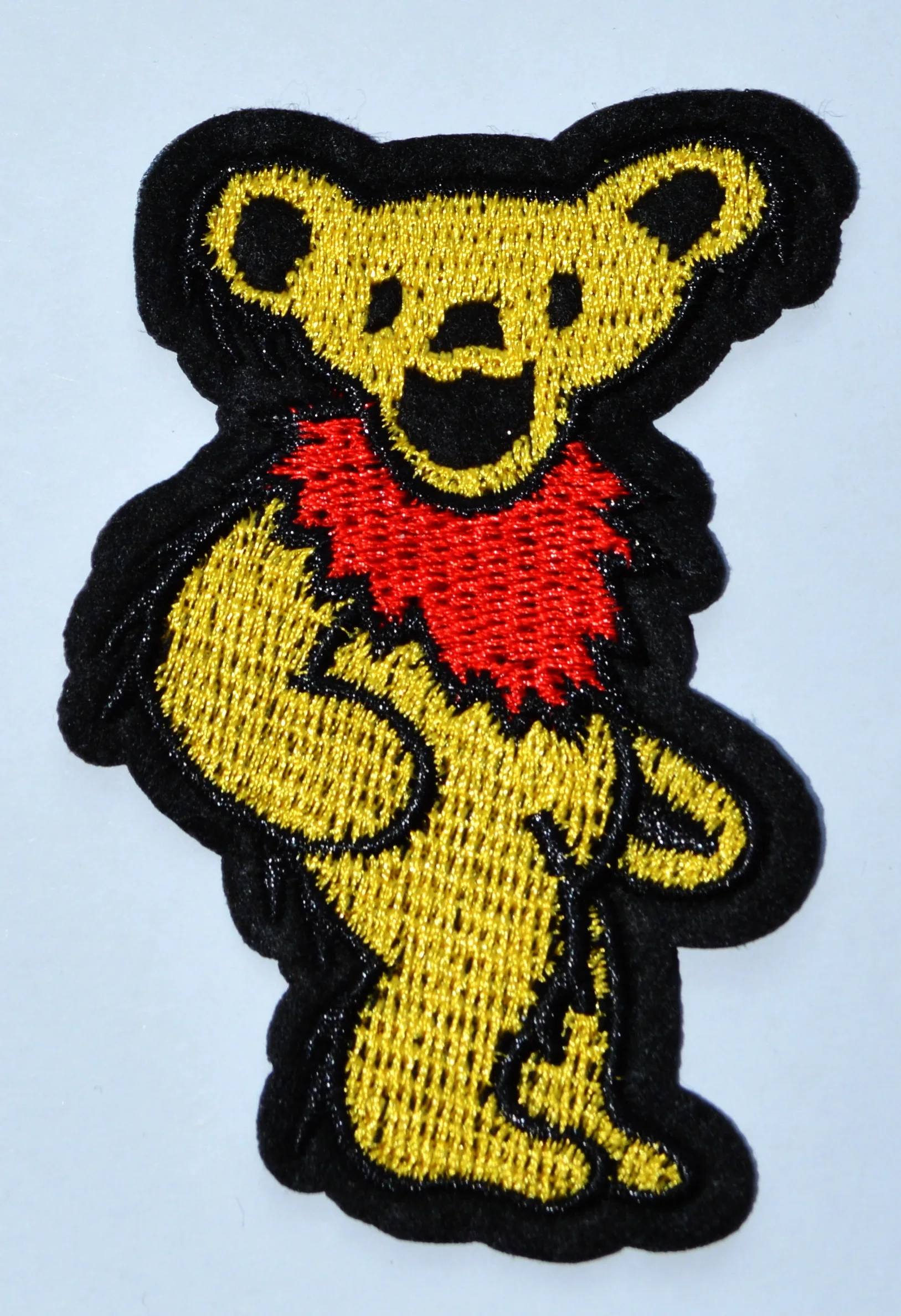 (5 pcs) Yellow GRATEFUL DEAD DANCING BEAR Wild Animal - Zoo - Camping - Embroidered Iron On Patch (5.5 * 8.3 cm)