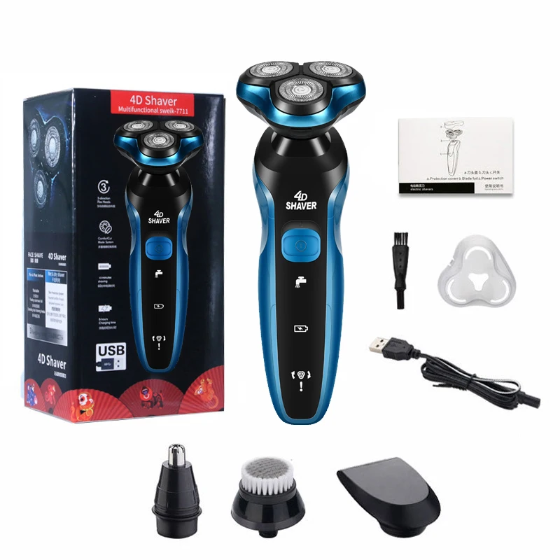 

4 In 1 Electric Shaver Male Floating Triple Blades Wet / Dry Body USB Charging Beard Shaver Washable Hair Shaving Machine F35