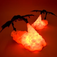 led 3d printed fire dragon lamps night light rechargeable mood soft light for bedroom kid room bedroom camping hiking decoration
